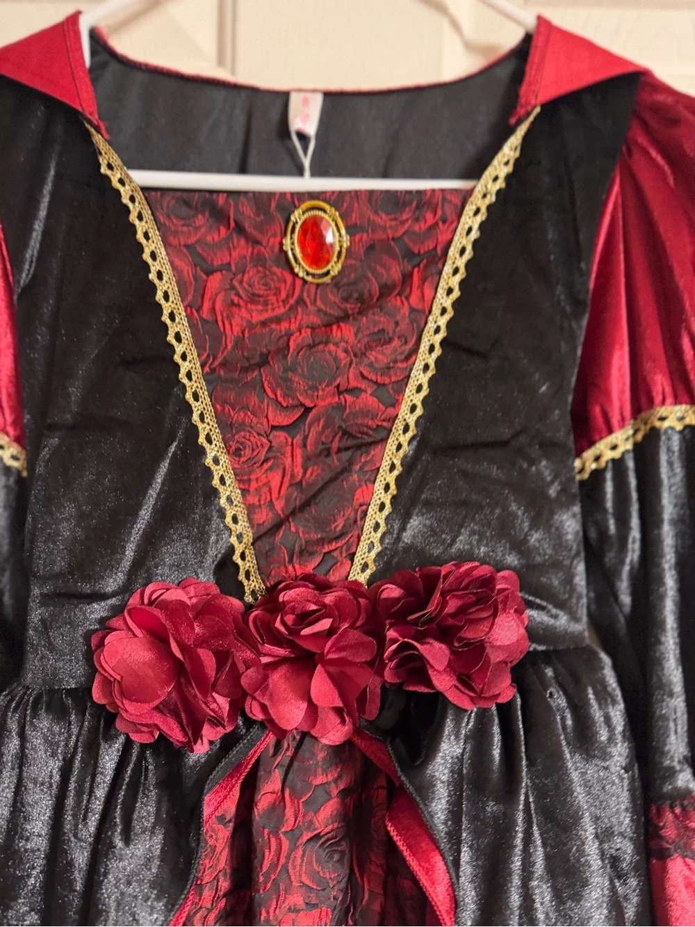 Girls Black and Deep Red Gothic Rose Costume Dress us size KidsXL size 150 china